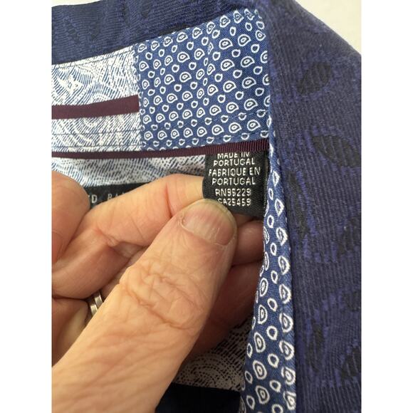 Ted Baker Navy Blue Contrast Flip Cuff Collar Dress Shirt Button Men Preppy 15.5 - Picture 6 of 9